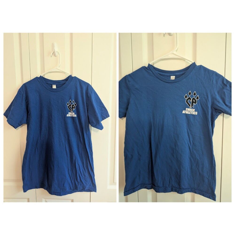 TWO Cheer Athletics Shirts Bundle blue American Apparel Women's Large Child 12